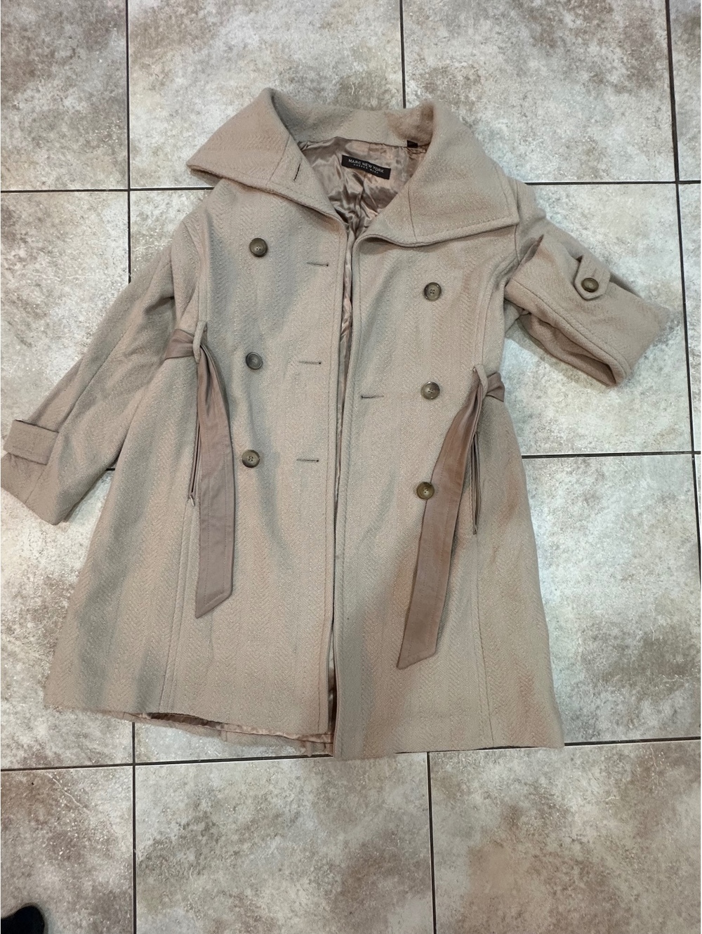 Marc New York Andrew Marc Women's Beige Wool Blend Coat